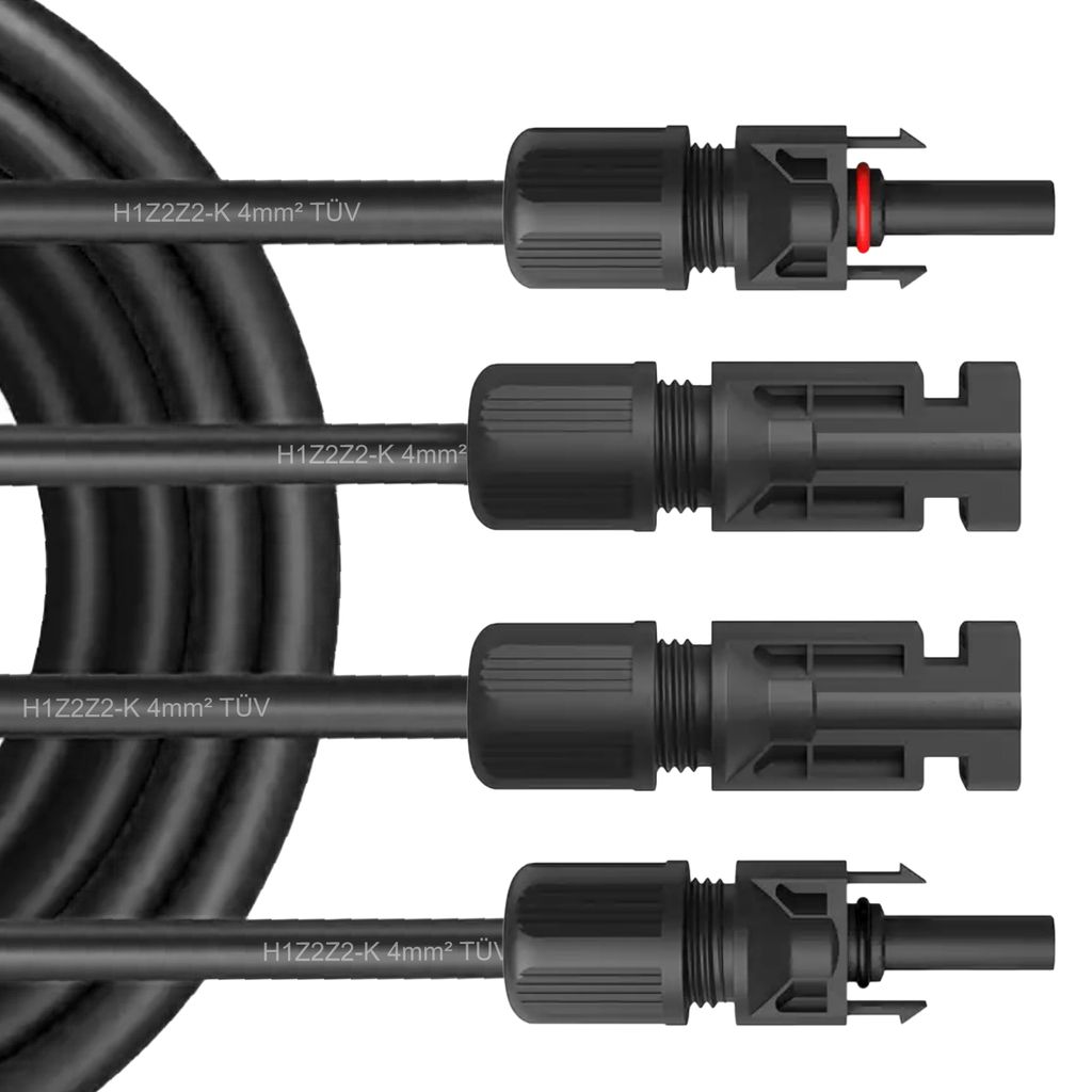 Solar Verlängerungskabel Solarkabel mit Stecker 4mm² 6mm² Kabel für Solarmodule, Kabelquerschnitt:4mm², Länge:2x 7m incl. Stecker