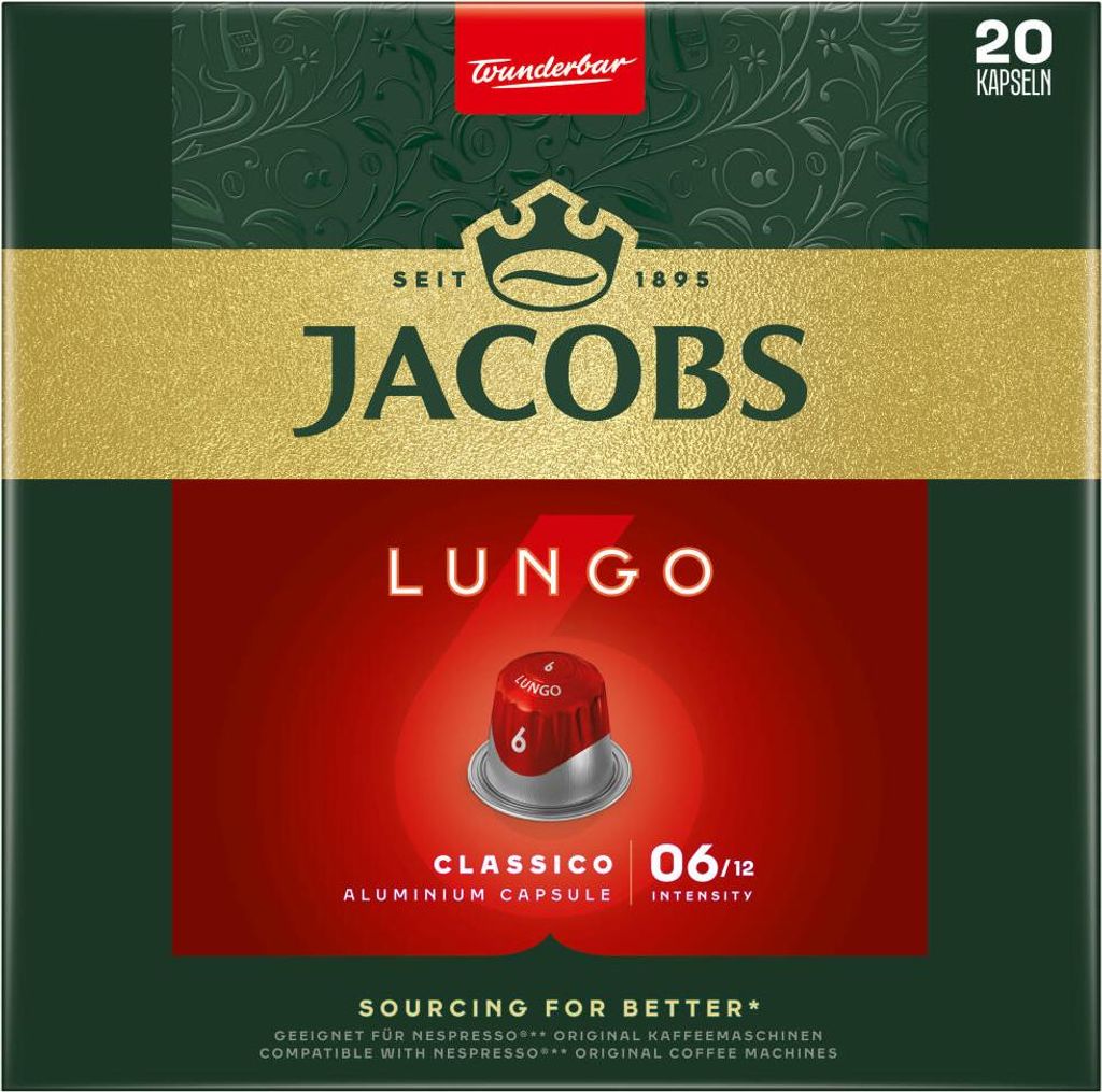 Jacobs Kapseln Lungo Classico | 20 Nespresso® komp. Kapseln Produktbild 