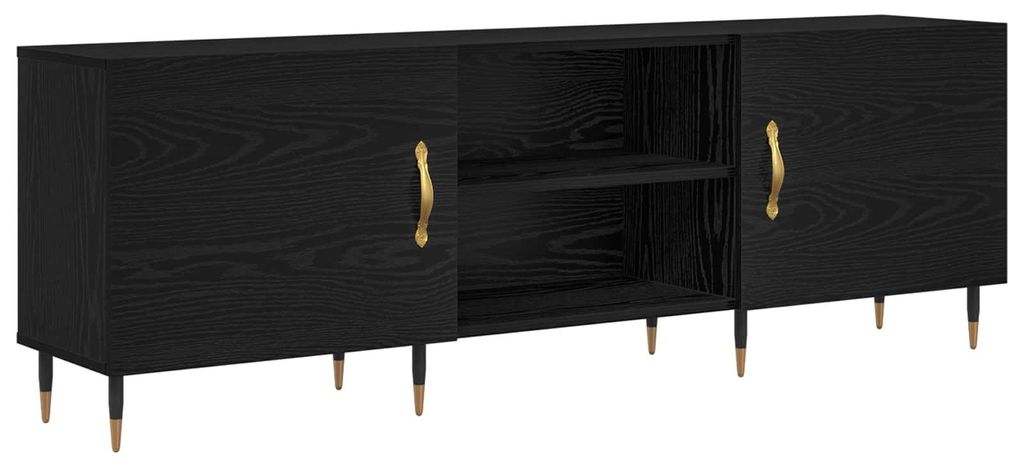 “2026 Modern“ Schwarz TV-Schränk Schwarz Eichen-Optik 150 x 30 x 50 cm Holzwerkstoff - Designermöbel 46490 - TV-Schränke