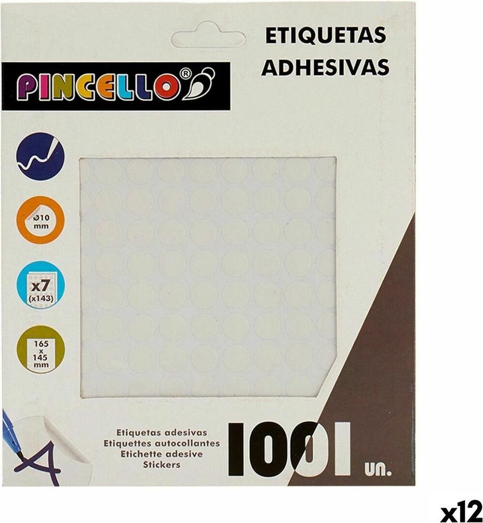 Klebeetiketten Pincello Weiß Ø 10 mm 17 x 4 x 19 cm (12 Stück)