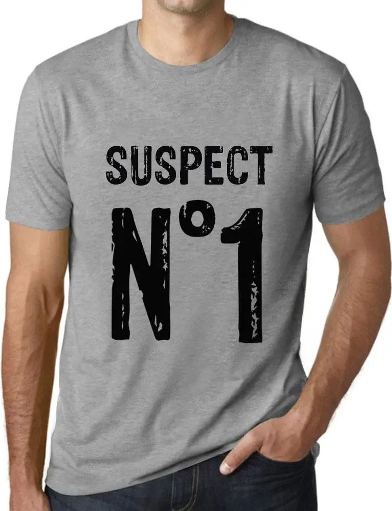 Herren Grafik T-Shirt Verdächtiger Nr 1 – Suspect No 1 – Öko-Verantwortlich Vintage Jahrgang Kurzarm Lustige Druck Geburtstag Geschenk Mann