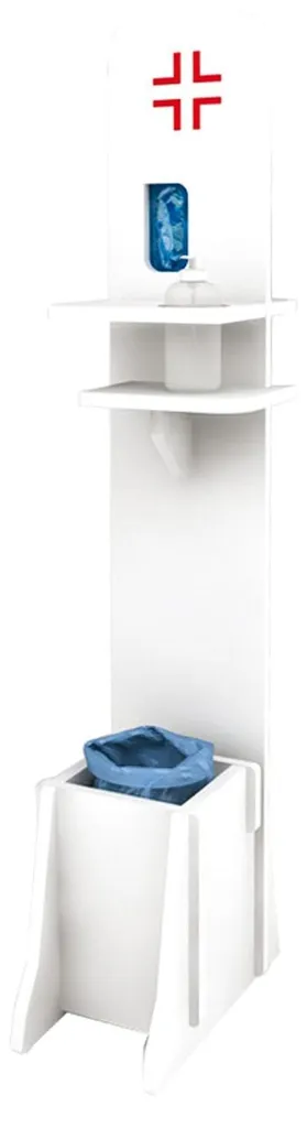 Totem distributeur de gants et désinfectant en inox avec socle stable