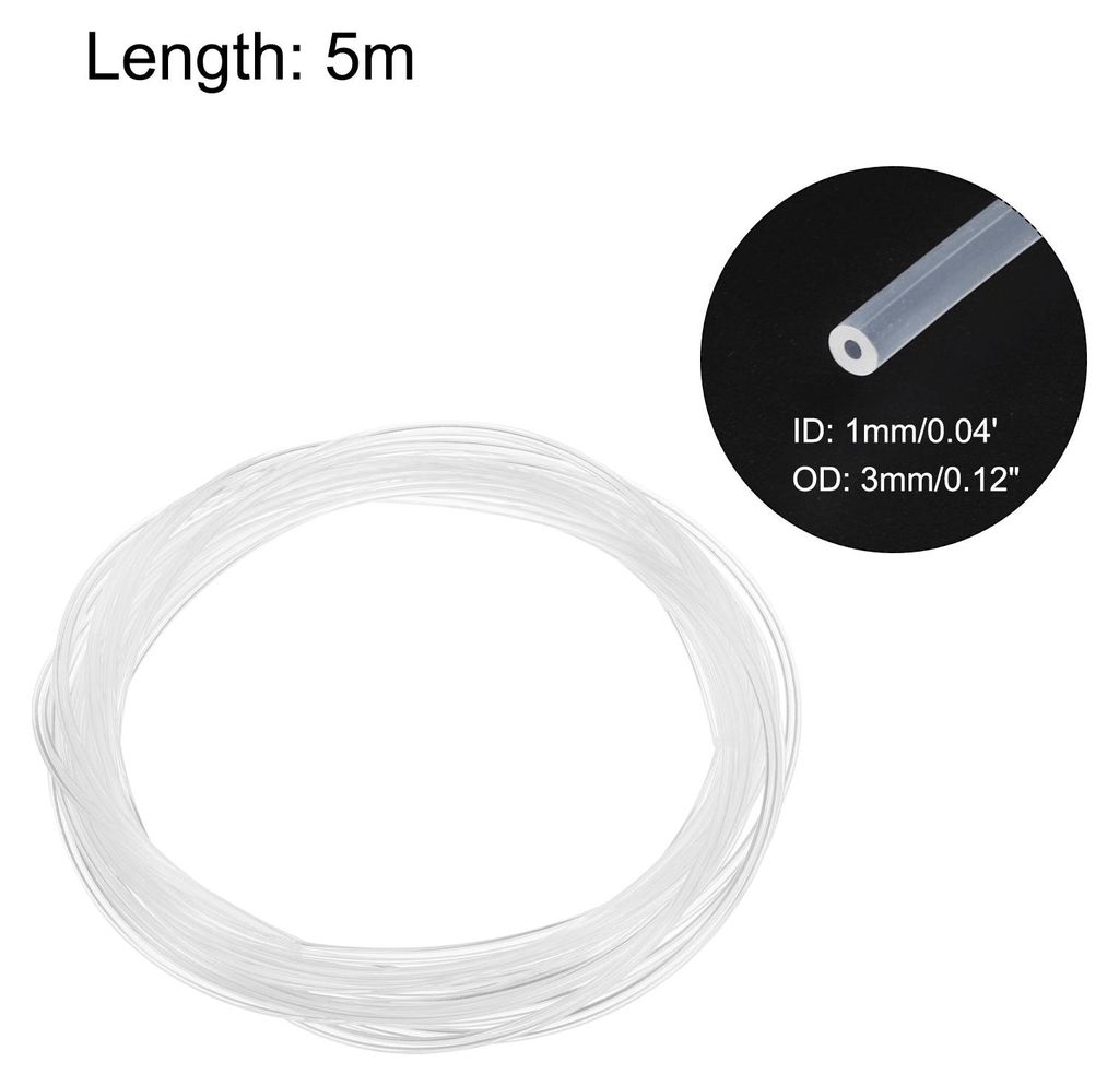 PTFE-Schlauch 5m lang, 1 mm ID 3 mm OD Hochtemperaturschlauch, isolierender 3D-Druckerschlauch klar F?rderschlauch