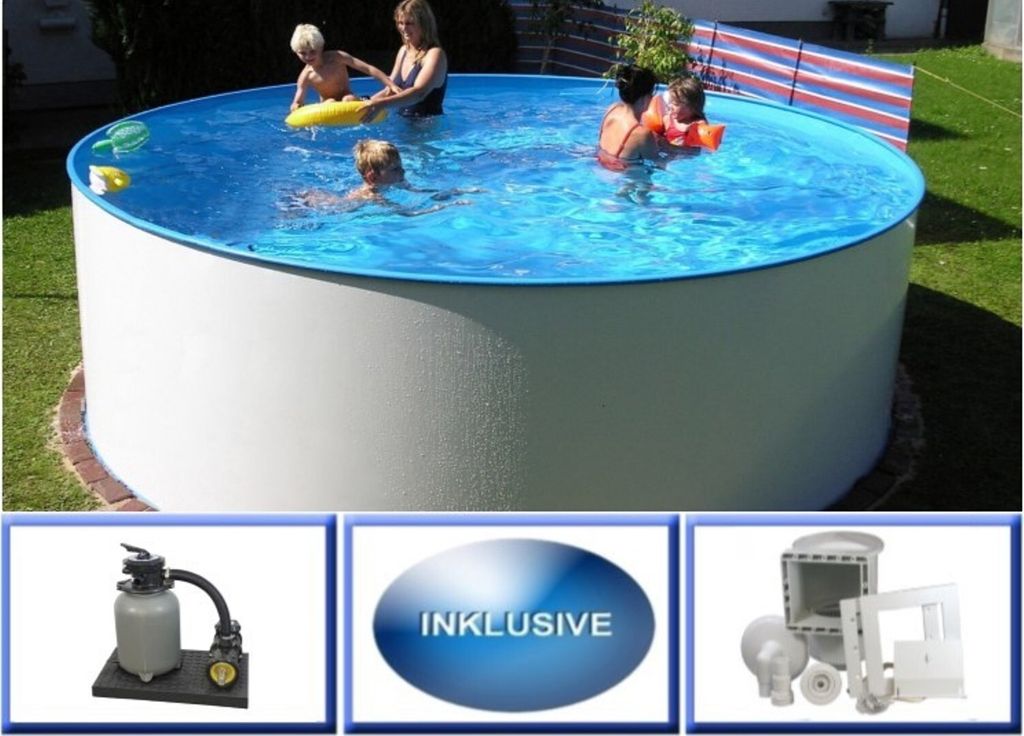 Stahlwandpool Set (6-teilig) hoch rund Malibu 350 x 120 cm, Produktbild 