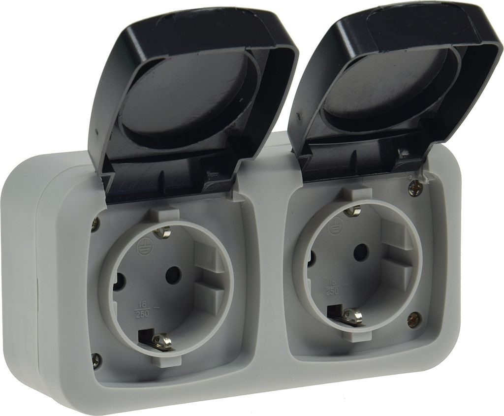 Presa doppia ChiliTec a prova di umidità, IP44 250V AC / Immagine del prodotto 