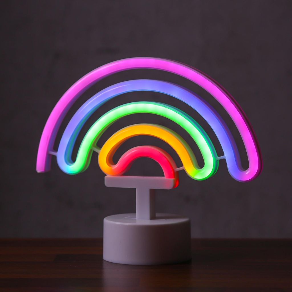 LED NEON Figur REGENBOGEN - Neonlicht - H: 19cm - Batterie Produktbild 