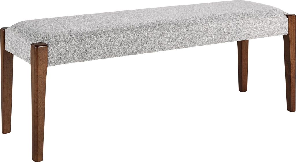 BELIANI Sitzbank Grau Polsterbezug 122 x 40 cm mit Holzbeinen Dunkelbraun Flurbank Bettbank Retro Design für Diele Esszimmer Schlafzimmer Garderobe