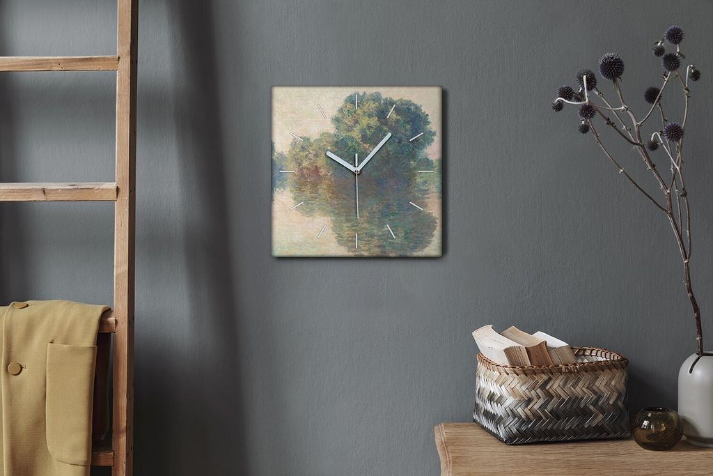 Coloray Hodiny Unikátní 30x30 cm Tiché hodiny Pro obývací pokoj a kuchyň Nástěnné hodiny Plátno Bílé ručičky hodin - Monet Seine v ge...
