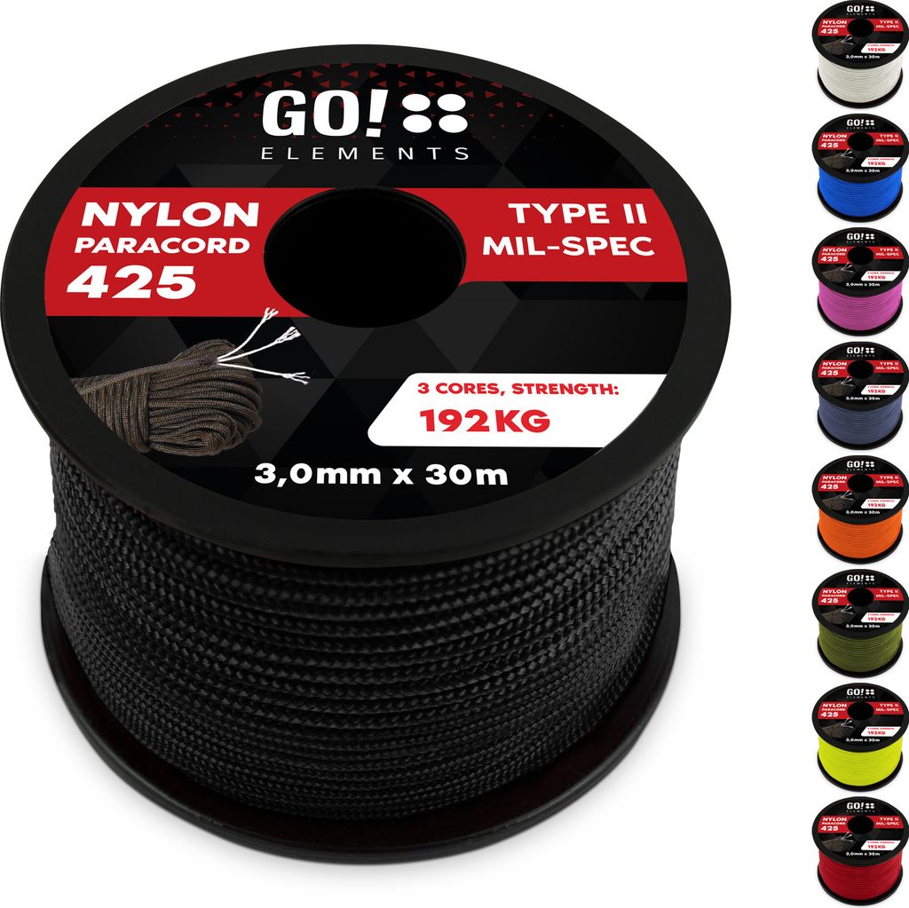 GO!elements 30m Paracord Seil aus reißfestem Nylon - 3mm Produktbild 