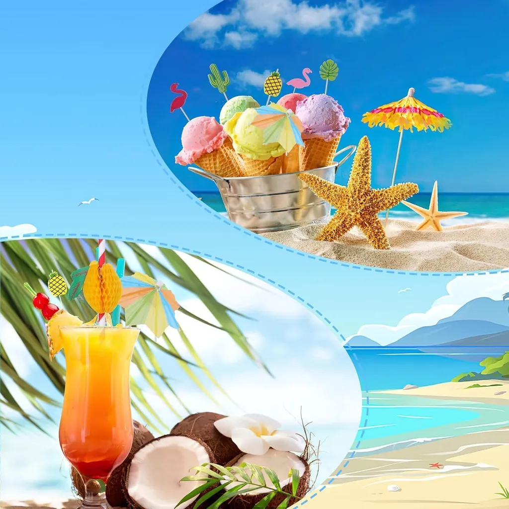 Décoration de Table pour Soirée Tropicale - Kit Cocktail 140 Accessoires