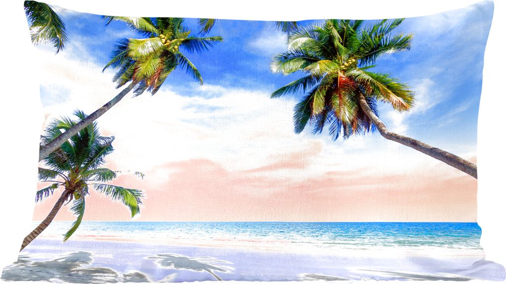 MuchoWow Zierkissen Sofakissen Wohnzimmer Dekokissen 50x30 cm Palmen - Strand - Meer - Wohnzimmerdekoration - Polster mit Photo