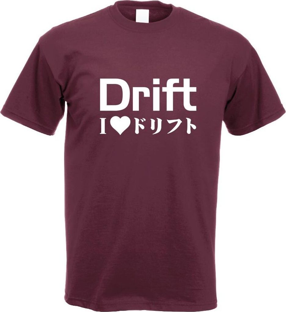 Kiwistar - T-Shirt - Burgund - Drift - i Love Drifting Motiv Bedruckt Funshirt Design Print - mit Motiv Bedruckt - Funshirt Design - Sport - Freize...