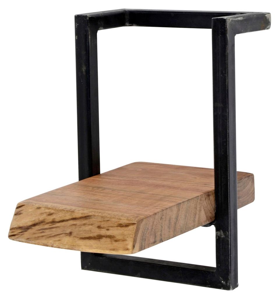 FURNLUX Wandregal Kante Akazie Und Schwarz 20cm / Hauptfarbe: Braun / Abmessungen: 20 x 30 x 25 cm