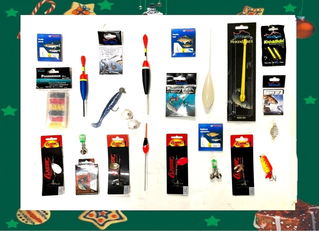 FÜLLUNG FÜR ADVENTSKALENDER FÜR Angler 24 Tage ÜBERRASCHUNGSKALENDER WEIHNACHTSKALENDER
