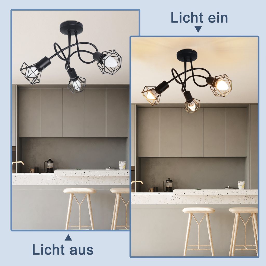 ZMH LED Deckenstrahler 3 Flammig Schwarz Deckenlampe Produktbild 4