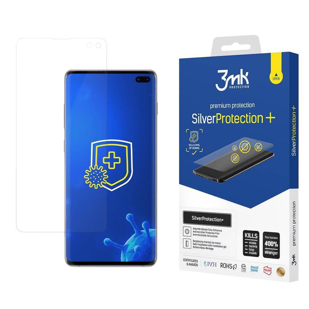 3mk Display Antimikrobielle Schutzfolie SilverProtection+ fr Samsung Galaxy S10 Plus 0,21mm Self-Heal