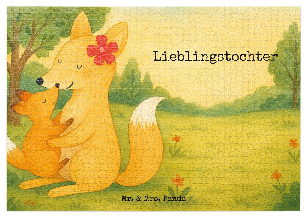 Mr. & Mrs. Panda Puzzle Fuchs Mama Design 1500 Teile - Weiß - Geschenk, 500, 2000, 300, Mami, Mutter, Muttertag, Tochter, Puzzlespiel, Schoß
