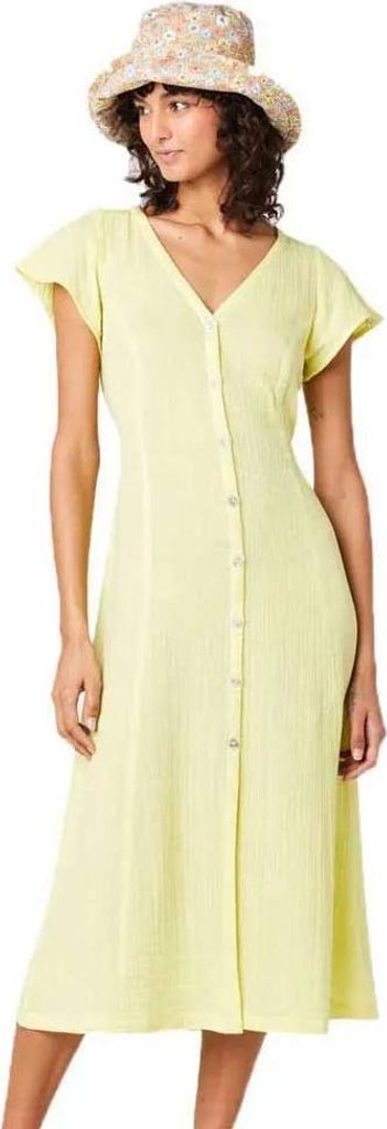 Rip Curl Premium Surf Kurzarm Langes Kleid Gelb XS Damen Gelb XS
