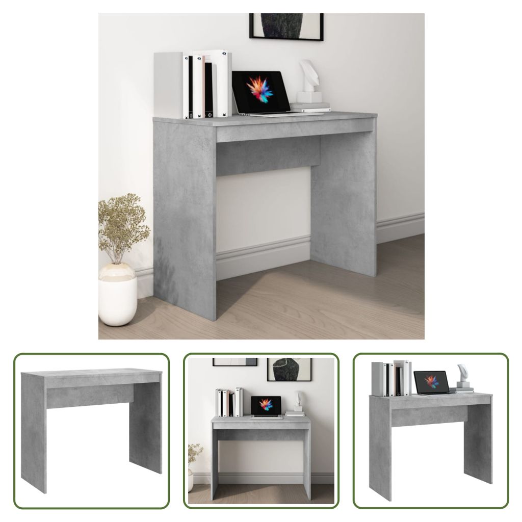 The Living Store Schreibtisch Betongrau 90x40x72 cm Holzwerkstoff
