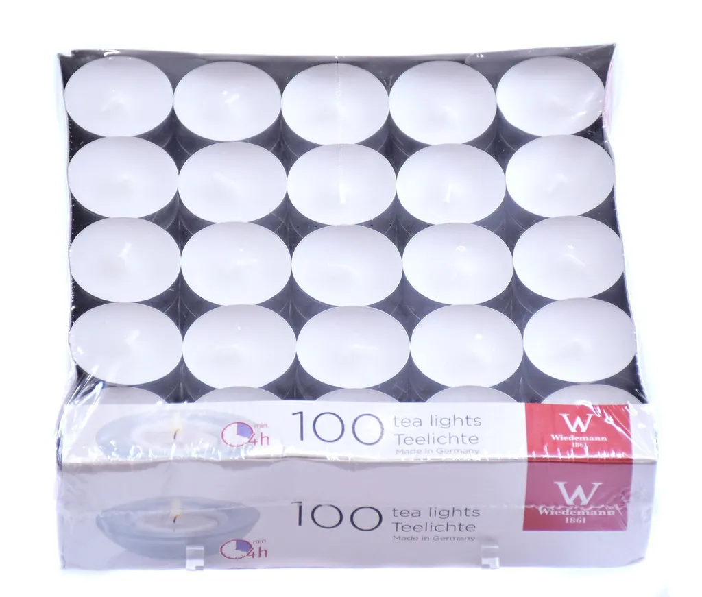 Scorta 100 Candele Wiedemann Teelicht Bianche 4 Ore 580930.004