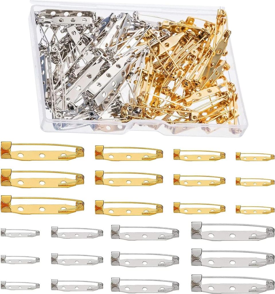 HUAZIZ 200 Stück Sicherheitsnadeln, Broschennadeln, Pins für DIY-Handwerk, Brosche, Rückseite, Sicherheitsverschluss, Stiftnadeln 20 mm, 25 mm, ...