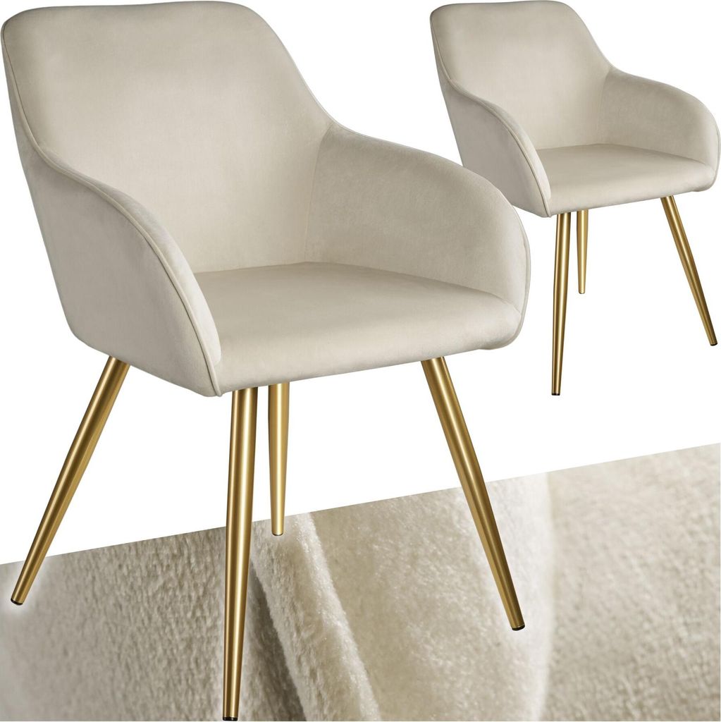 tectake® Esszimmerstuhl Marilyn gepolstert, in Samtoptik 58 Produktbild 