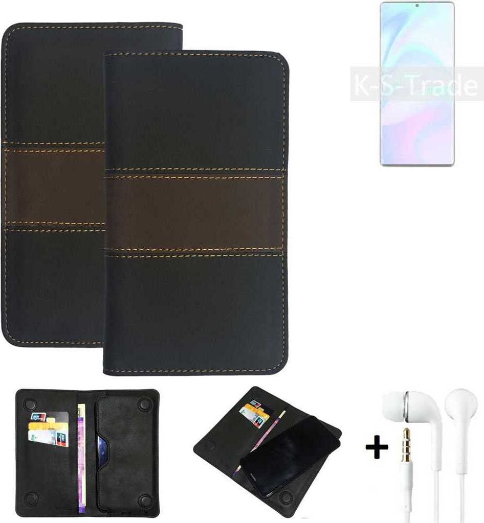 K-S-Trade Handyhülle + Kopfhörer kompatibel mit ZTE Axon 31 Ultra 5G Schutzhülle Walletcase Bookstyle Tasche Schutz Case Hülle Wallet Cover