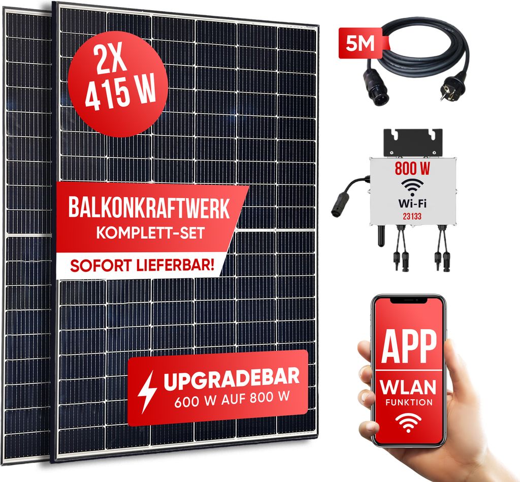 Balkonkraftwerk Solar Balkonsolaranlage 830W Module Solaranlage 800W / 600 W WR