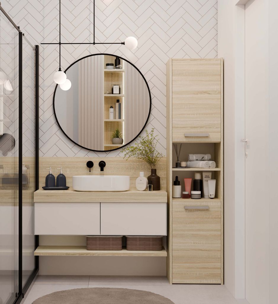 Armoire de salle de bain étroite avec étagères MARGO – Image du produit 