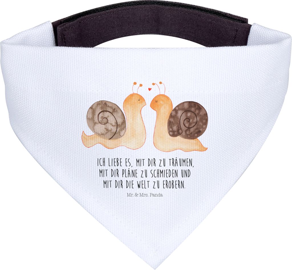 Mr. & Mrs. Panda Halstuch Schnecken Liebe - Weiß - Geschenk, Ehe, Zufrieden, Freundin, glücklich, Hund, Pärchen, Hundehalstuch, Träume, Hunde S...