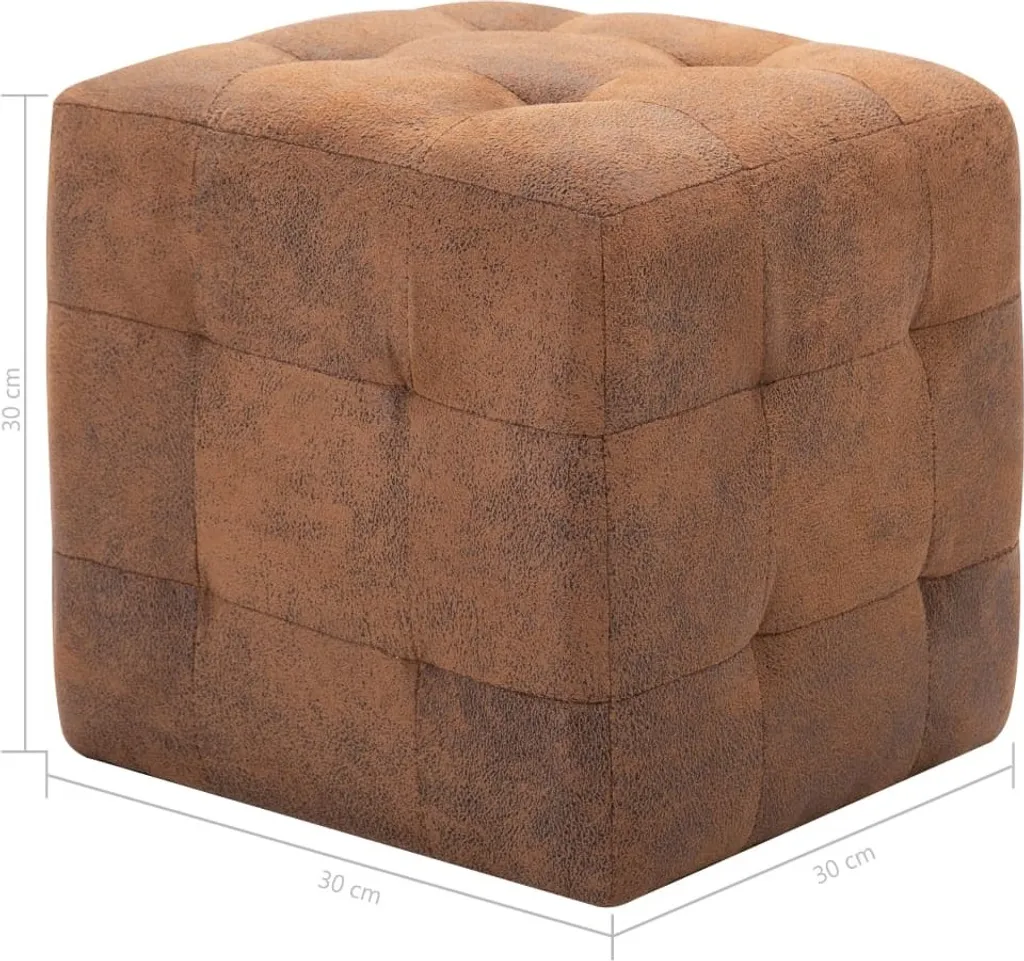 Tables de Nuit Aspect Daim Marron 30cm Compactes et Design - Set de 2