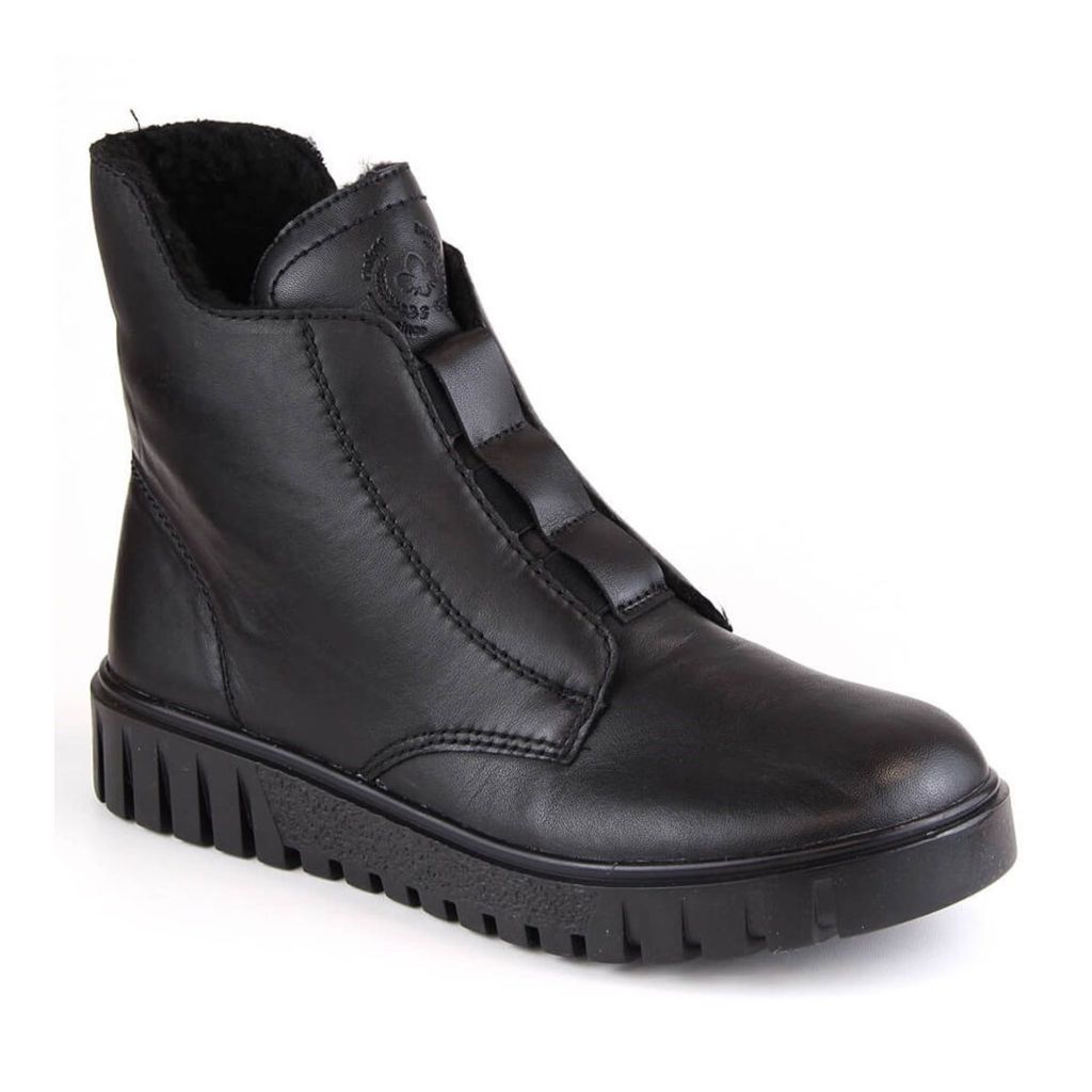 Rieker Schuhe Skórzane Komfortowe Botki Damskie Ocieplane Czarne Y3458-00, RKR619