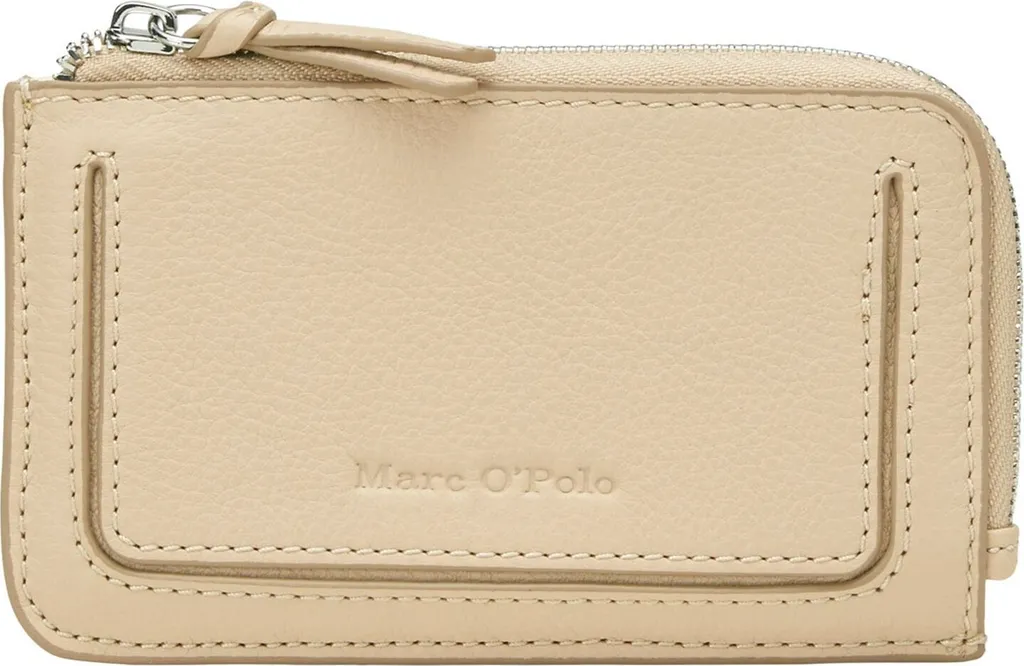 Petit Portefeuille Beige Zippé Marc O'Polo en Cuir souple pour Femme