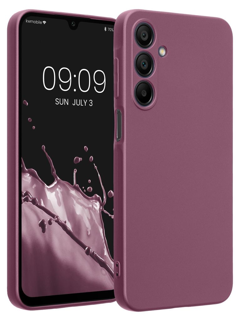 kwmobile Handyhülle für Samsung Galaxy A16 5G Hülle - weiche Silikon Case metallisch schimmernd - Schutzhülle Cover - Metallic Lavendel