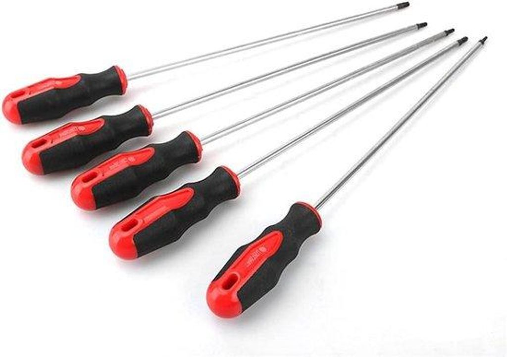 Torx-Schraubendreher-Set 5 Stück für Heimreparatur - Schachtlänge 12"/300mm - T15-T30 - Magnetisch - Sicher - S2-Stahl