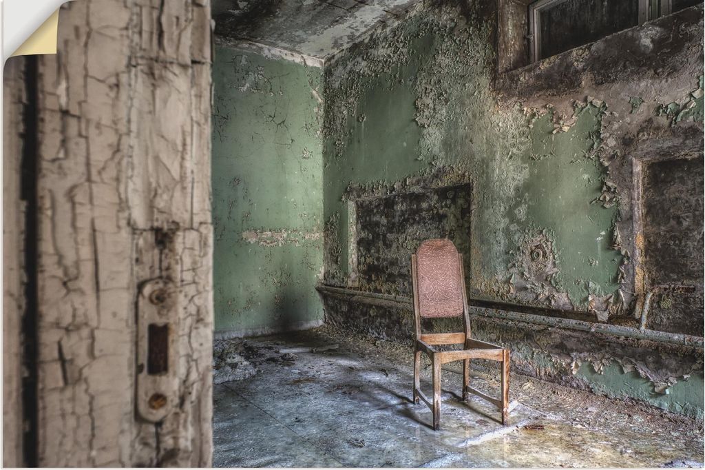 ARTland Wandbild, selbstklebend Lost Place - einsamer Stuhl Größe: 90x60 cm