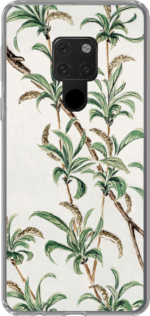 MuchoWow Handyhülle Schutzhülle Hülle für Telefoonhoesje Huawei P40 Lite Japan - Blätter - Jahrgang Silikon Softcase Handy Hülle - Handy
