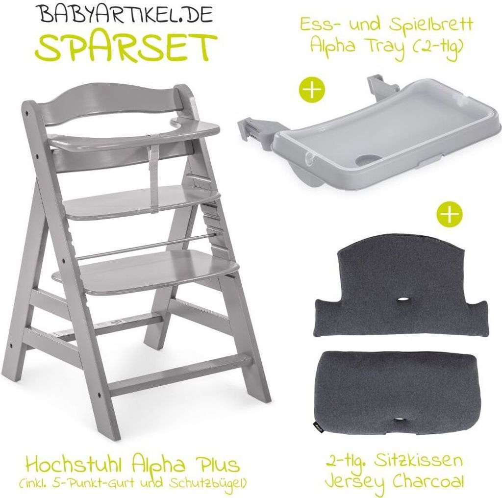 Hauck Hochstuhl Alpha Plus Grau Set , Holz Kinderhochstuhl Babystuhl Mit  Essbrett Sitzkissen Verstellbar S0g9g0zn Hauke Hochstuhl