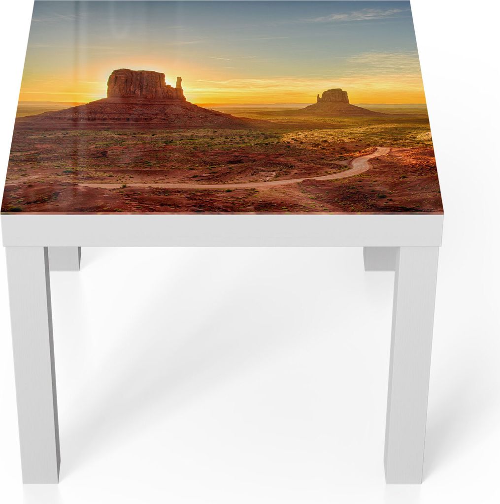 DEQORI Couchtisch 55x55 cm Weiß 'Sandsteinformationen' Glas Beistelltisch