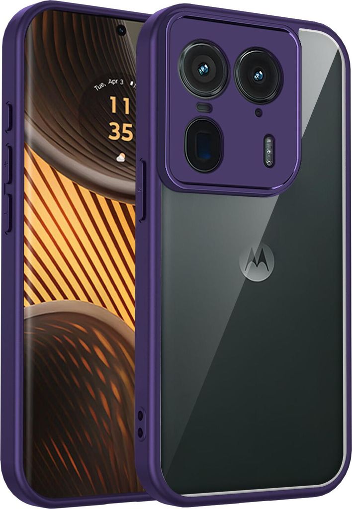 Hülle für Motorola Edge 50 Ultra Transparente Rückseite TPU Bumper Stoßfest Handyhülle Lila
