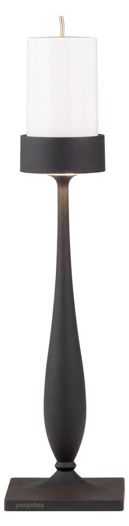Perpetua Kabellose Barock-Tischleuchte aus Aluminiumdruckguss, Schwarz, LED-Modul, austauschbare Batterie, integrierter Touch-Dimmer, Design.