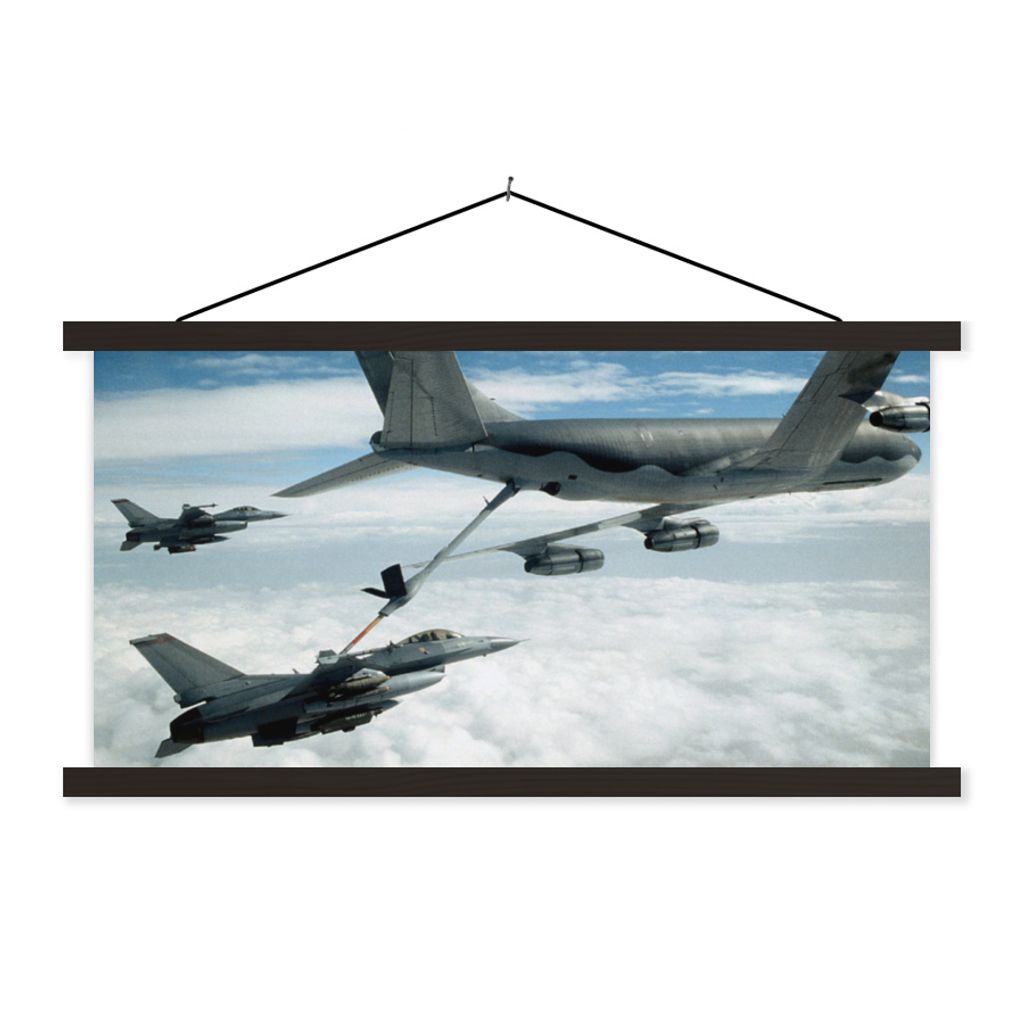 MuchoWow Textilposter Bild von mehreren Kampfjets 90x45 cm mit schwarzem Rahmen - Klemmleisten