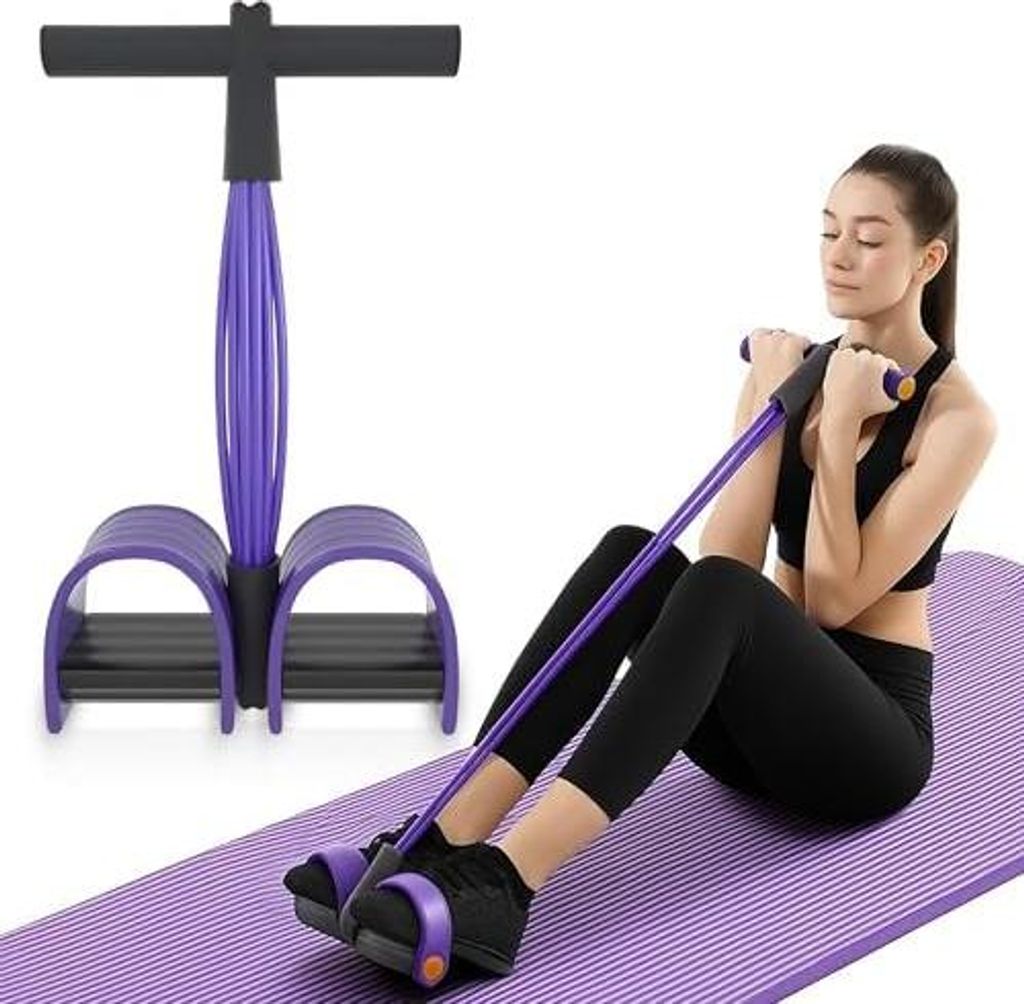 Bauchtrainer, Sit Up Trainingsgeräte Bodybuilding Expander Ganzkörpertrainer für Zuhause 6 Tubes Elastische Zugseil Multifunktions Leg Exerciser...