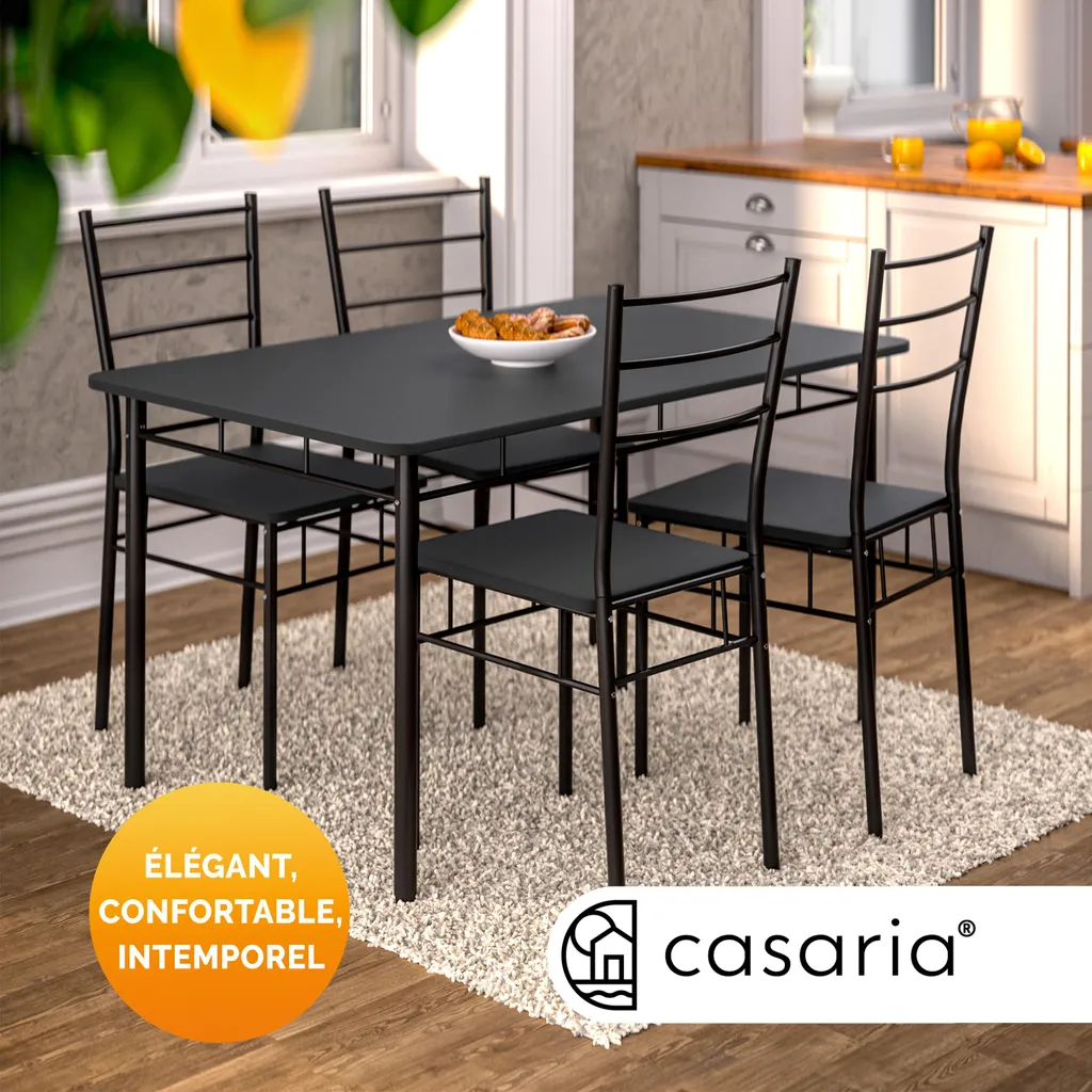 Coin Repas Complet pour Cuisine : Table et 4 Chaises Gain de Place LEO - 2