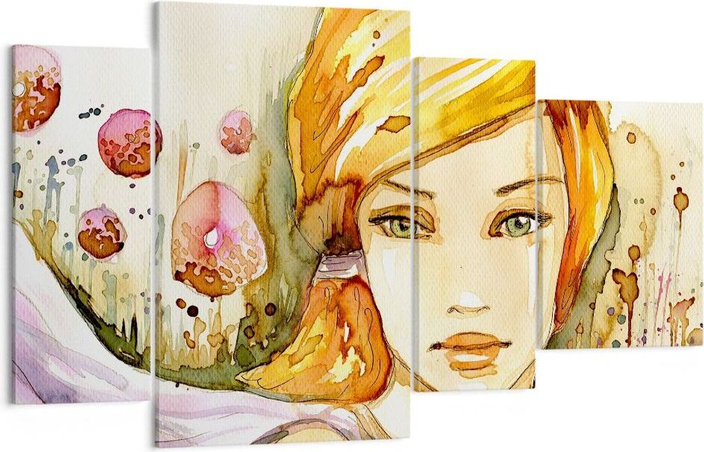 Bild auf Leinwand - Leinwandbild - Frau Sommer Blume - 120x70cm - Wand Bild - Wanddeko - Wandbilder - Leinwanddruck - Bilder - Kunstdruck - Wanddek...