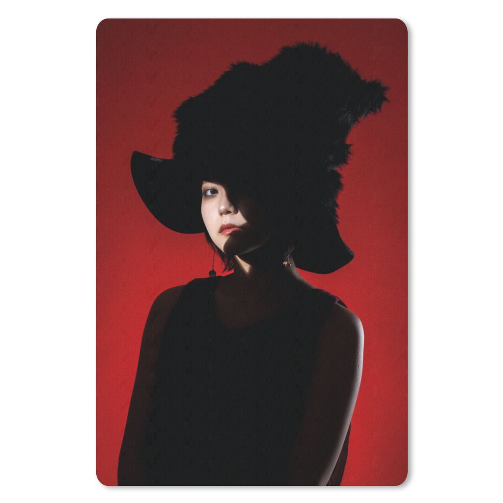 MuchoWow Mauspad Mousepad Rot - Frau - Schwarz - Porträt 18x27 cm - Mousepads - Maus Mat - Pad - Mausunterlage
