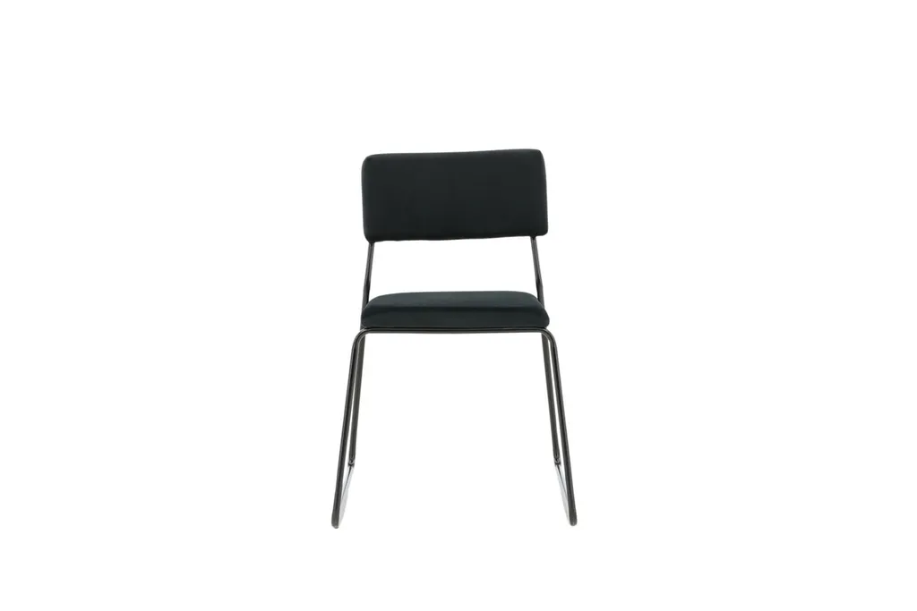 Chaise de salle à manger velours noir Kenth avec assise rembourrée