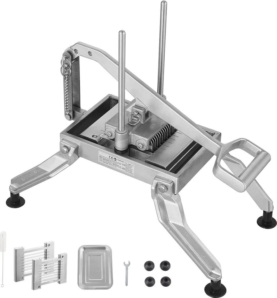 SucceBuy Affettaverdure commerciale da . 3/8 e 3/16 di pollice per pomodori. Acciaio inossidabile e lega di alluminio. Taglierina manuale con piedini antiscivolo. Per pomodori, cipolle, patate. - 1