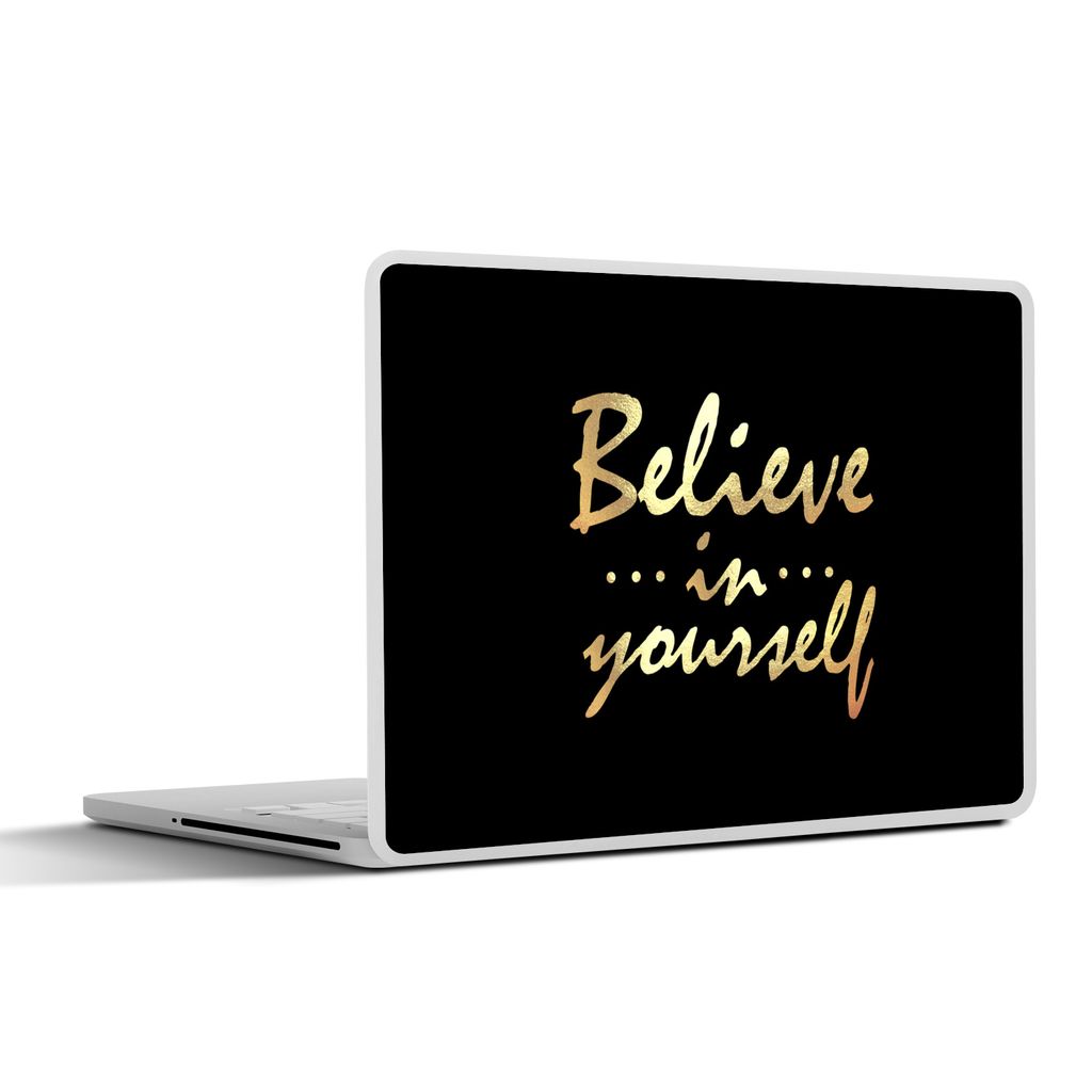 MuchoWow Laptop Aufkleber Sticker Cover Zitat - Zuversicht - Gold 25x18 cm - Laptop-Deko