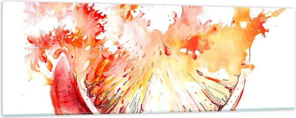 Bilder auf glas - Orange Obst Sommer - 90x30cm - Glasbilder - Wandbilder - Kunstdruck - zum Aufhängen bereit - Wanddekoration aus Glas - Glas Bild...